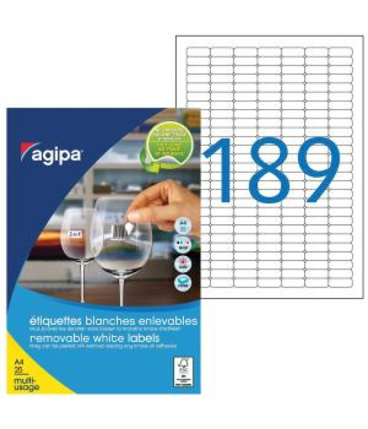 Etikety univerzálne odnímateľné 25,4x10mm Agipa A4 25 hárkov 