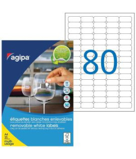 Etikety univerzálne odnímateľné 35,6x16,9mm Agipa A4 25 hárkov 