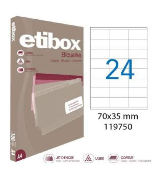 Etikety univerzálne 70x35mm Etibox A4 100 hárkov 