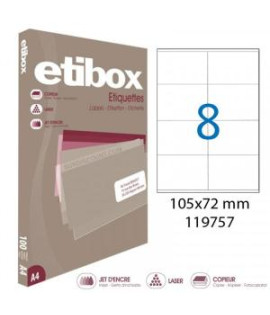 Etikety univerzálne 105x72mm Etibox A4 100 hárkov 