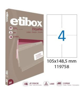 Etikety univerzálne 105x148,5mm Etibox A4 100 hárkov 