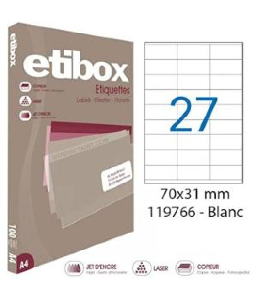 Etikety univerzálne 70x31mm Etibox A4 100 hárkov 