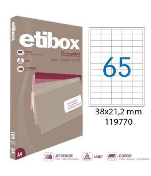 Etikety univerzálne 38x21,2mm Etibox A4 100 hárkov 