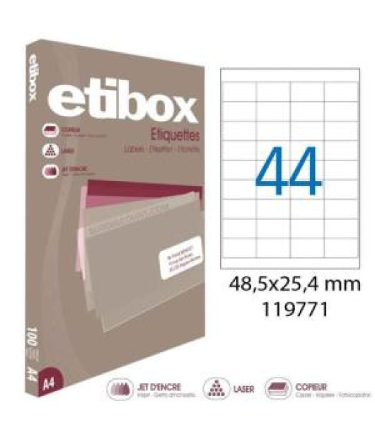 Etikety univerzálne 48,5x25,4mm Etibox A4 100 hárkov 