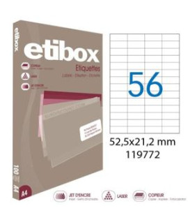 Etikety univerzálne 52,5x21,2mm Etibox A4 100 hárkov 