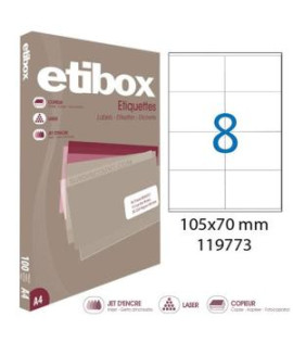 Etikety univerzálne 105x70mm Etibox A4 100 hárkov 