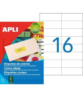 Etikety farebné 105x37mm APLI A4 100 hárkov žlté 