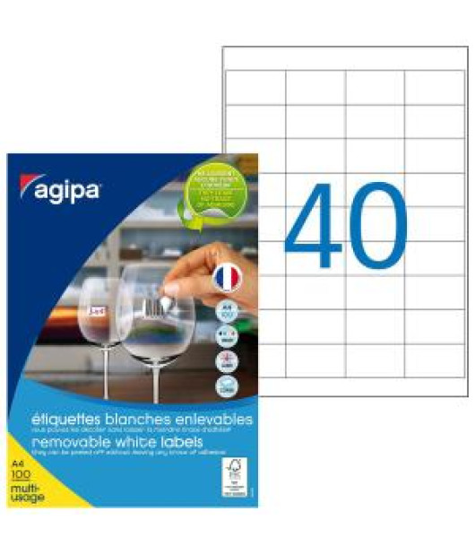 Etikety univerzálne odnímateľné 48,5x25,4mm Agipa A4 100 hárkov 