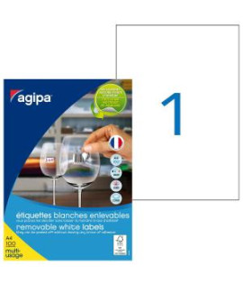 Etikety univerzálne odnímateľné 210x297mm Agipa A4 100 hárkov 