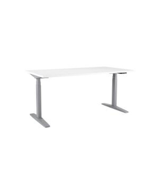 Výškovo nastaviteľný stôl BASIC, 2-motorový, 138x80 cm, podnož sivá + doska biela 
