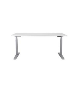 Výškovo nastaviteľný stôl BASIC, 2-motorový, 160x80 cm, podnož sivá + doska biela 