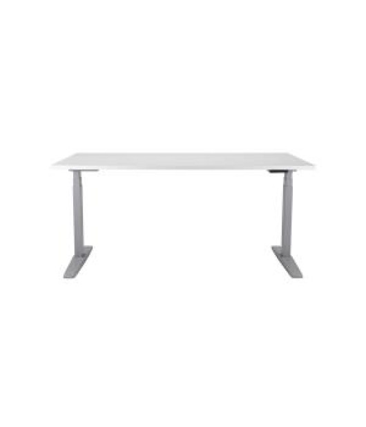 Výškovo nastaviteľný stôl BASIC, 2-motorový, 160x80 cm, podnož sivá + doska biela 