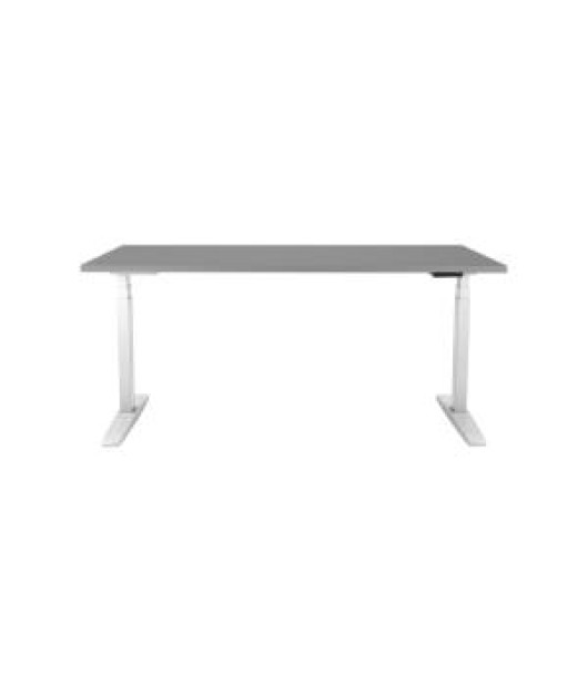 Výškovo nastaviteľný stôl BASIC, 2-motorový, 160x80 cm, podnož biela + doska sivá 