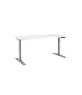 Výškovo nastaviteľný stôl BASIC, 1-motorový, 138x80 cm, podnož sivá + doska biela 