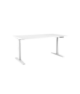 Výškovo nastaviteľný stôl BASIC, 1-motorový, 138x80 cm, podnož biela + doska biela 
