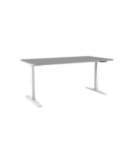 Výškovo nastaviteľný stôl BASIC, 1-motorový, 138x80 cm, podnož biela + doska sivá 