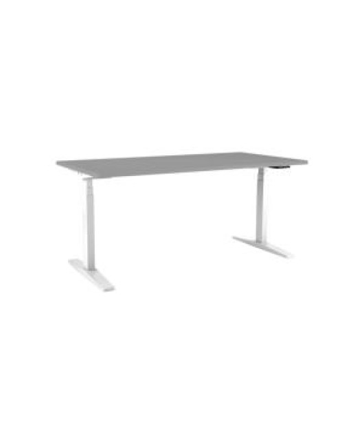 Výškovo nastaviteľný stôl BASIC, 1-motorový, 138x80 cm, podnož biela + doska sivá 