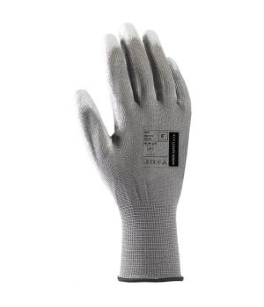 Rukavice polyester, polomáčané BUCK, sivé veľ. 6/XS 