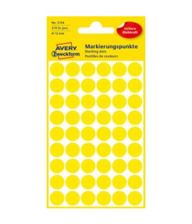 Etikety kruhové 12mm Avery žlté 