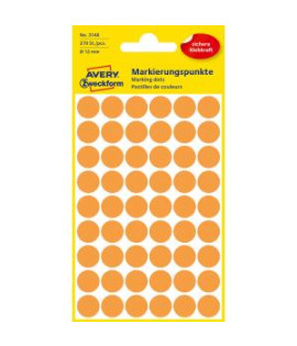 Etikety kruhové 12mm Avery neónovo oranžové 