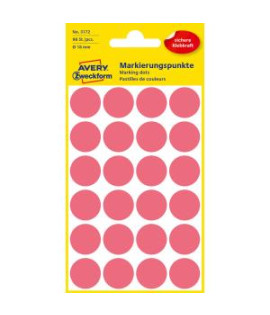 Etikety kruhové 18mm Avery neónovo červené 