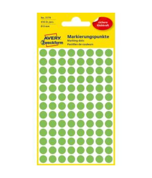 Etikety kruhové 8mm Avery neónovo zelené 