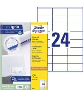 Etikety univerzálne 70x36mm Avery A4 100 hárkov 