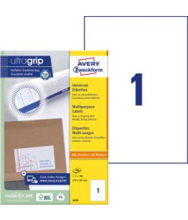 Etikety univerzálne 210x297mm Avery A4 100 hárkov 