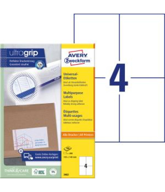 Etikety univerzálne 105x148mm Avery A4 100 hárkov 