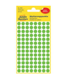 Etikety kruhové 8mm Avery odnímateľné zelené 