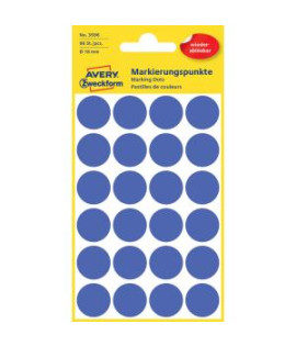 Etikety kruhové 18mm Avery odnímateľné modré 