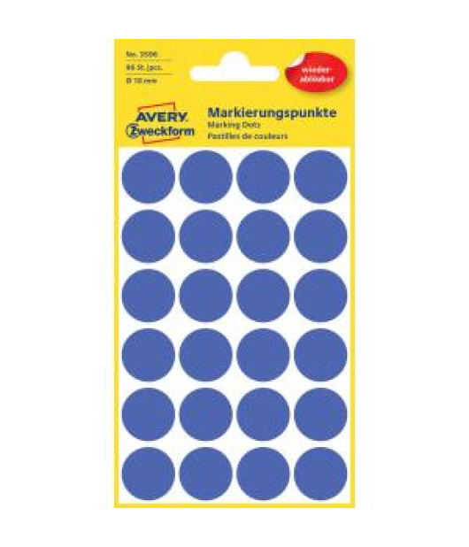 Etikety kruhové 18mm Avery odnímateľné modré 