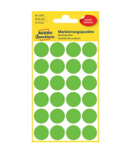 Etikety kruhové 18mm Avery odnímateľné zelené 