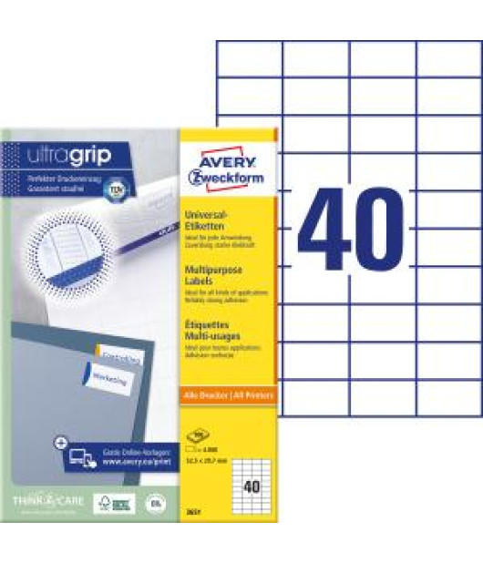 Etikety univerzálne 52,5x29,7mm Avery A4 100 hárkov 