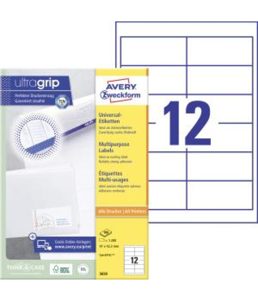Etikety univerzálne 97x42,3mm Avery A4 100 hárkov 