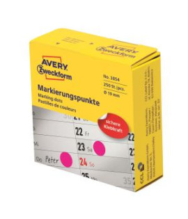 Etikety kruhové 19mm Avery purpurové v dispenzore 
