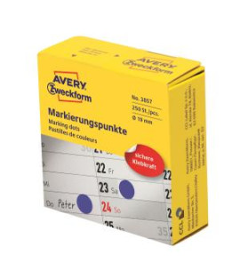 Etikety kruhové 19mm Avery modré v dispenzore 