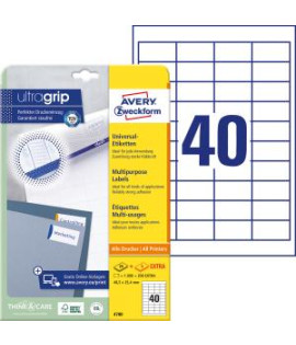 Etikety univerzálne 48,5x25,4mm Avery A4 25+5 hárkov 