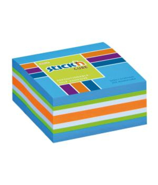 Samolepiaci bloček Stick’n Hopax mini, 51x51 mm, modrý mix 