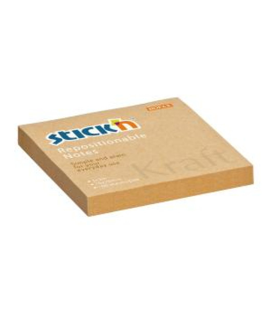 Samolepiaci bloček Stick’n Hopax Kraft, 76x76 mm, prírodná hnedá 