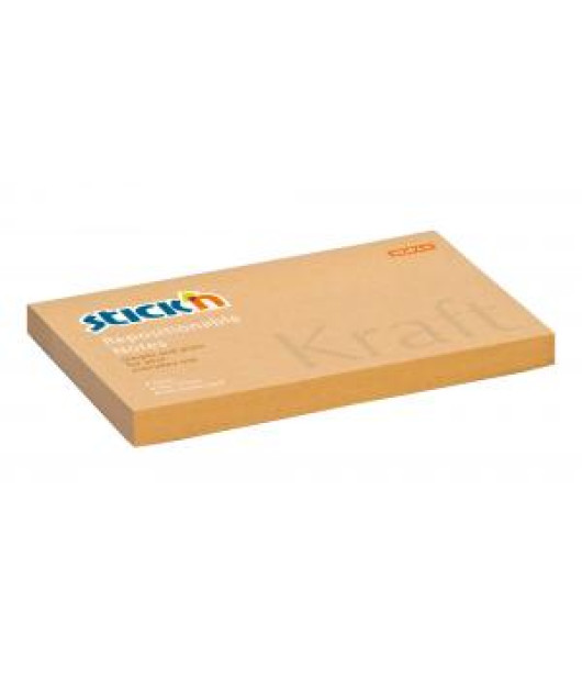 Samolepiaci bloček Stick’n Hopax Kraft, 76x127 mm, prírodná hnedá 
