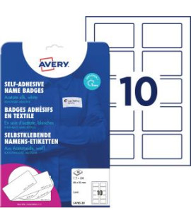 Samolepiace menovky Avery na textil 80x50mm, materiál acetátový hodváb 