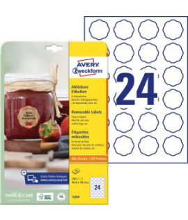 Etikety v tvare kvetu 40,8x40,3mm Avery 10 hárkov biele 