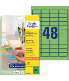 Etikety Avery odnímateľné 45,7x21,2 mm, zelené 
