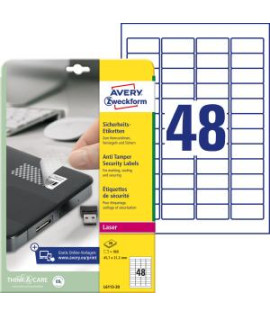 Etikety odolné na špeciálne použitie Avery ’šachovnicový vzor’ 45,7x21,2mm A4 biele 20 hárkov 