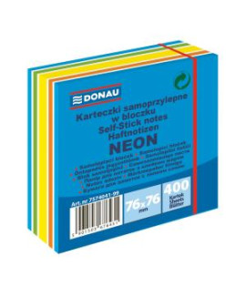 Bloček Donau 76 x 76 mm, mix neónových farieb, modrá, 400 lístkov 