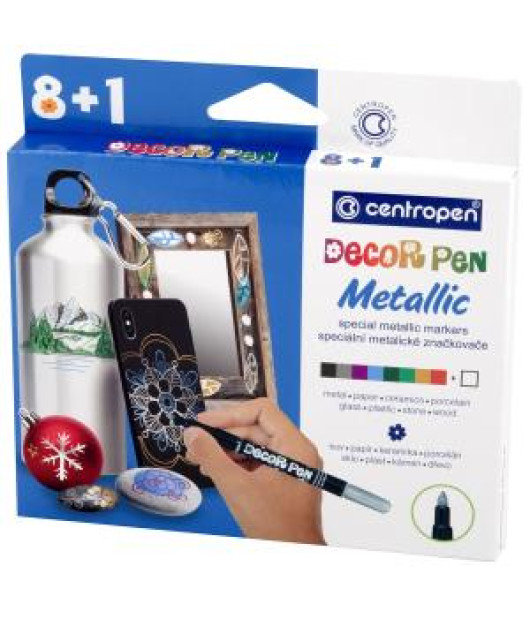 Sada popisovačov Centropen 2738 Decor Pen Metallic • sada 9 ks 