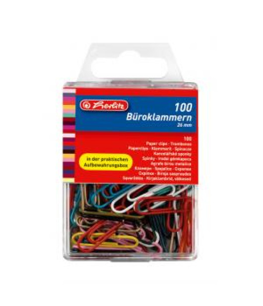 Spisové spony Herlitz 26mm 100ks farebné 