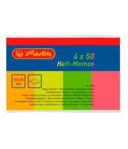Záložky Herlitz papierové 20x50mm 50 ks 4 farby 