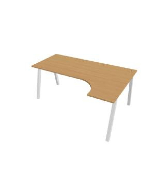 Pracovný stôl UNI A, ergo, ľavý, 180x75,5x120 cm, buk/biela 